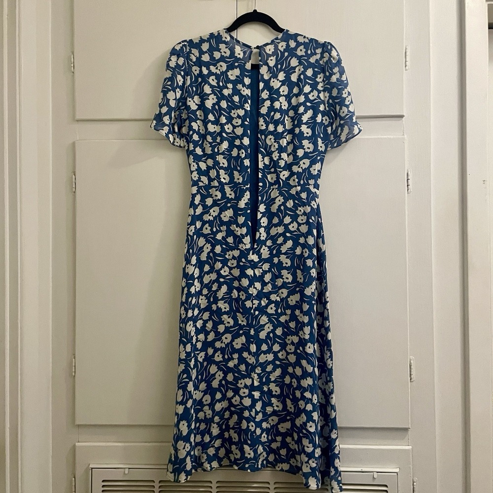 Reformation Andre Floral Short Sleeve Midi Dress in Tulip Blue Size 4 - Picture 6 of 7